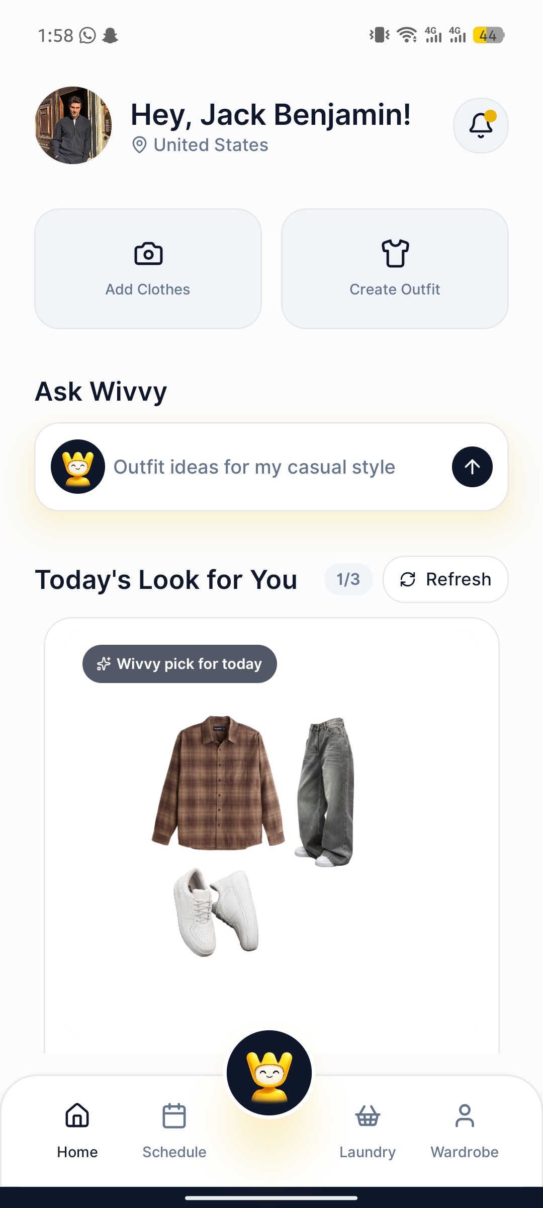 Wivvy home screen